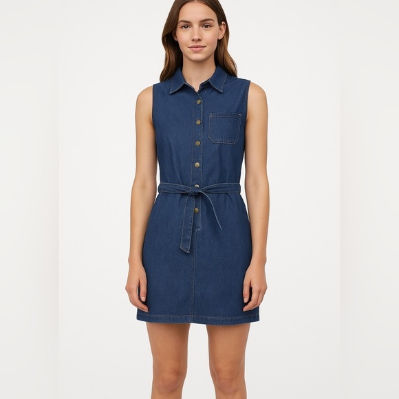 Forenza Denim - Forenza Women's Denim Vintage Y2K 90s Sleeveless Dress with Belt Size 12
